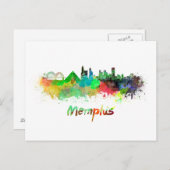 Carte Postale Memphis skyline in watercolor (Devant / Derrière)