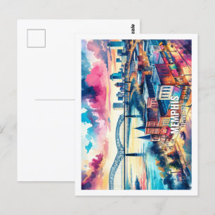 Carte Postale Memphis Tennessee USA Famous Place aquarelle
