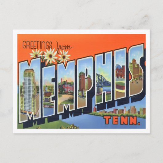 Carte postale Memphis, Tennessee Vintage Big Lette (Devant)