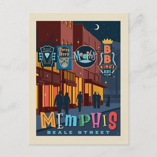 Carte Postale Memphis, TN | Beale Street Neon (Devant)