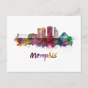 Carte Postale Memphis V2 skyline in watercolor