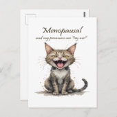 Carte Postale Menopause Humor Stressed Angry Cat (Devant / Derrière)