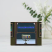 Carte Postale Menorah Dans La Fenêtre (Debout devant)