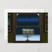 Carte Postale Menorah Dans La Fenêtre (Devant / Derrière)