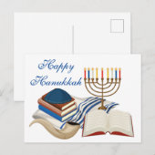 Carte Postale Menorah de Hanukkah joyeuse (Devant / Derrière)