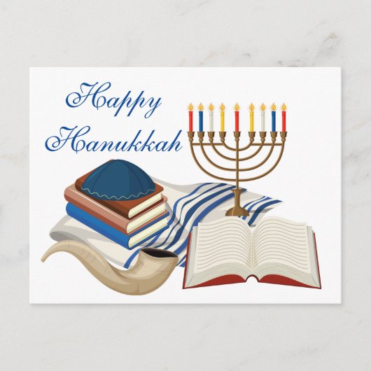 Carte Postale Menorah de Hanukkah joyeuse (Devant)