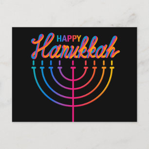 Carte Postale Menorah de Hanukkah Neon Joyeux