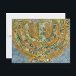 Carte Postale Menorah lumineuse<br><div class="desc">L'oeuvre originale pour ce menorah est une peinture mixte créée avec de la peinture acrylique,  de la pâte à modeler et du papier par l'artiste juive contemporaine Meredith Gould.</div>
