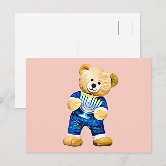 Carte Postale Menorah Teddy Bear (Devant / Derrière)
