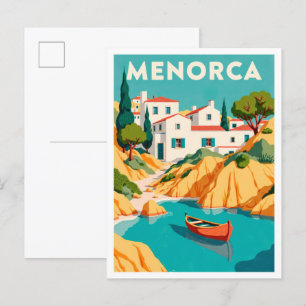 Carte Postale Menorca Espagne Art Vintage Illustration Voyage