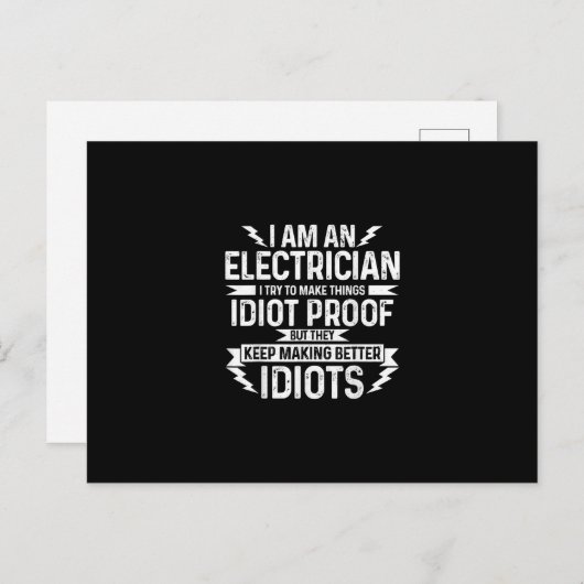 Carte Postale Mens Electrician I Try To Make Things (Devant / Derrière)