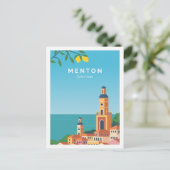 Carte Postale Menton Côte de Azur Lieu de voyage Illustration (Debout devant)
