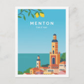 Carte Postale Menton Côte de Azur Lieu de voyage Illustration (Devant)
