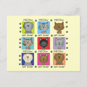 Carte Postale Meow Amoureux des chats Tshirts et cadeaux