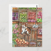 Carte Postale Meow au marché (Devant / Derrière)