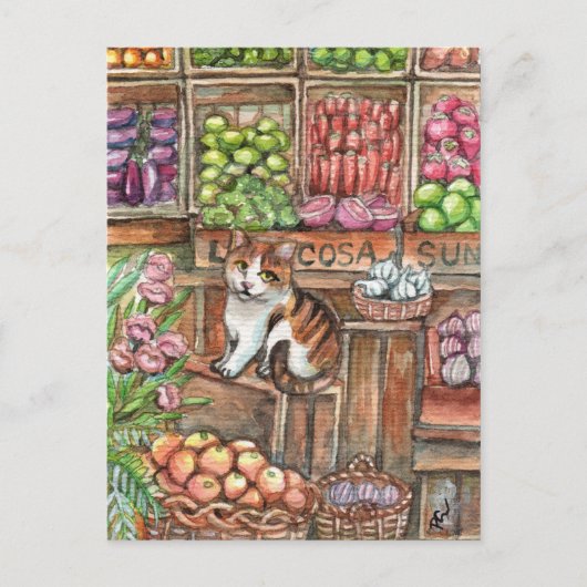 Carte Postale Meow au marché (Devant)