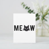 Carte Postale Meow, avec visage de chat noir, conception de text (Debout devant)