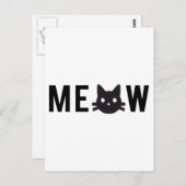 Carte Postale Meow, avec visage de chat noir, conception de text (Devant / Derrière)