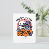 Carte Postale Meow-Loween - Joli design de chat pour Halloween (Debout devant)
