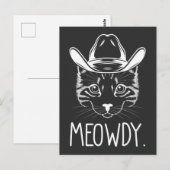 Carte Postale Meow Texas Cat Meme Cowboy Howdy Western Country (Devant / Derrière)
