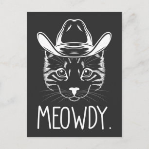 Carte Postale Meow Texas Cat Meme Cowboy Howdy Western Country