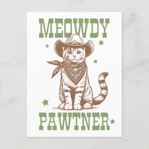 Carte Postale Meowdy Pawtner Cowboy Chat