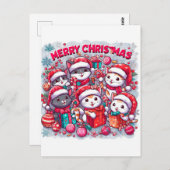 Carte Postale Meowe Noël salutations : Festive Feline Postcard (Devant / Derrière)