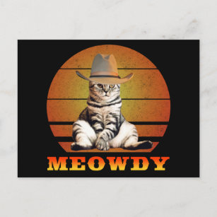 Carte Postale Meowny Funny Cowboy Chat