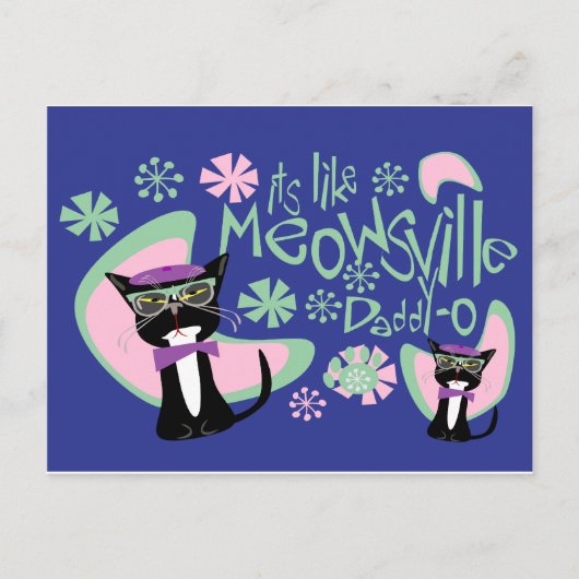 Carte Postale Meowsville Daddy-O Beatnik Kitty 2 (Devant)