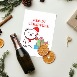 Carte Postale Meowy Noël ! Design de Noël de chat de dessin