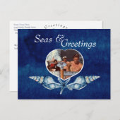 Carte postale Mer à thème nautique et voeux (Devant / Derrière)