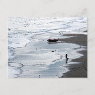 Carte Postale Mer arrivant à terre au crépuscule