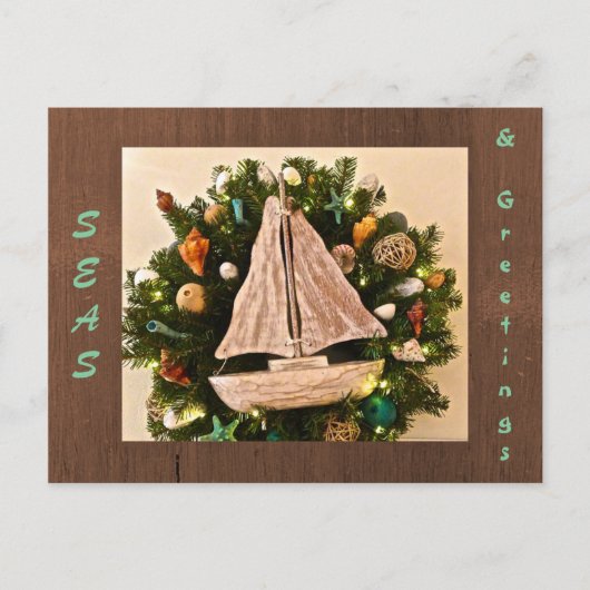 Carte Postale Mer côtière tropicale et salutations Plage Noël (Devant)