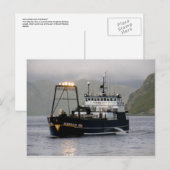 Carte Postale Mer de Sibérie, Bateau de pêche à la palangre (Devant / Derrière)