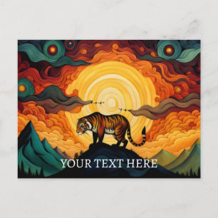 Carte Postale Mer des nuages Tigre coucher de soleil Abstrait pe