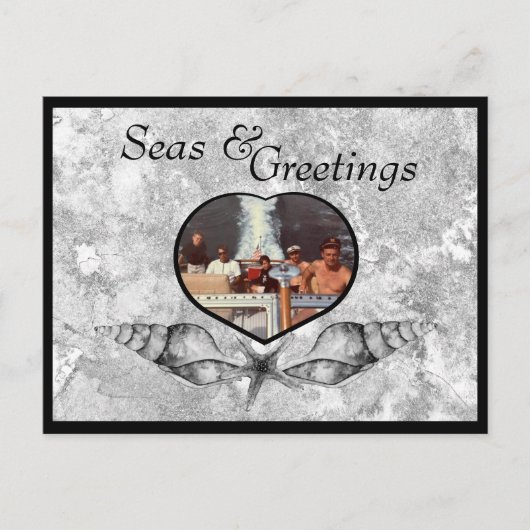 Carte postale Mer et voeux (Devant)