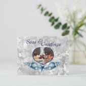 Carte postale Mer et voeux (Debout devant)