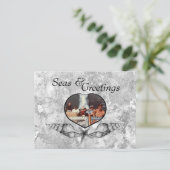 Carte postale Mer et voeux (Debout devant)