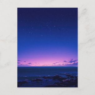 Carte Postale Mer horizon nuit étoilée sereine