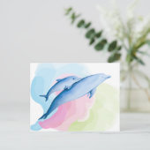 Carte Postale Mer incroyable avec des dauphins (Debout devant)