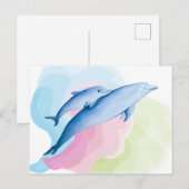 Carte Postale Mer incroyable avec des dauphins (Devant / Derrière)