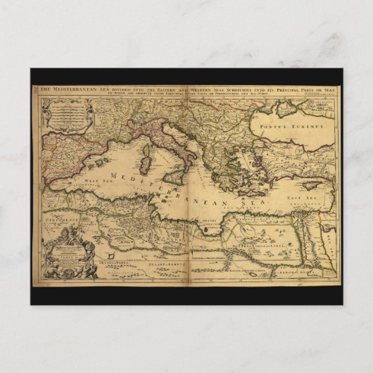 Carte Postale Mer Méditerranée Divisée en sa partie principale (Devant)