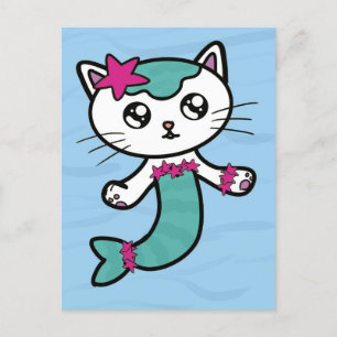Carte Postale Mercat Mermaid cat chat mignon