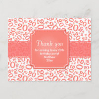 Merci 20 ans motif numéroté corail/blanc