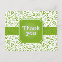 Merci 25 Motif de Nombre Vert/Blanc