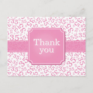 Carte Postale Merci 35 Motif de Nombre Turquoise/Blanc