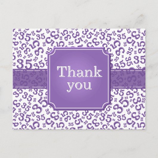 Carte Postale Merci 35 Motif Numérique Violet/Blanc (Devant)