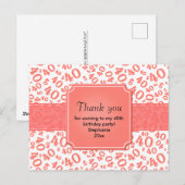 Carte Postale Merci 40 Motif Numérique Corail/Blanc (Devant / Derrière)