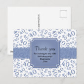 Carte Postale Merci 40 Motif Numéro Bleu/Blanc (Devant / Derrière)