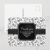 Carte Postale Merci 40 motif numéro noir/blanc (Devant / Derrière)